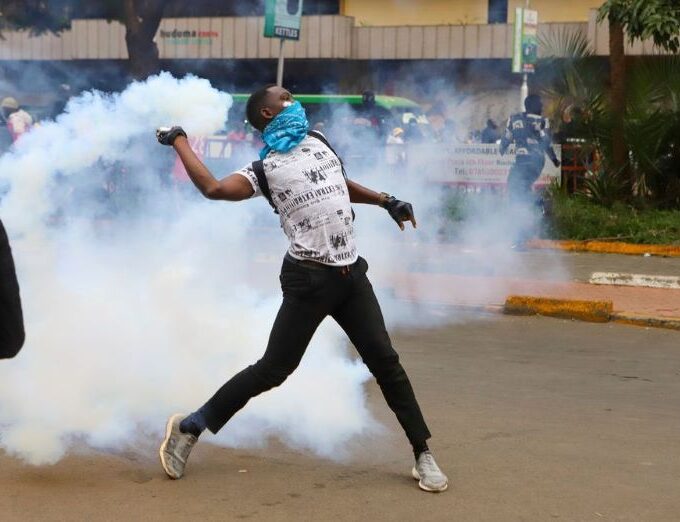Protester threw tear gas canisters back