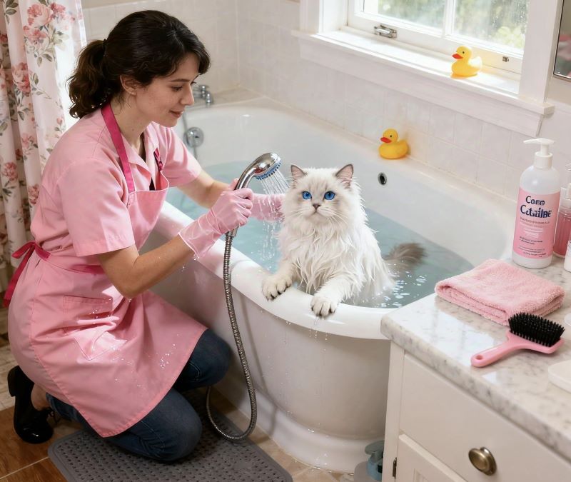Cat bath time