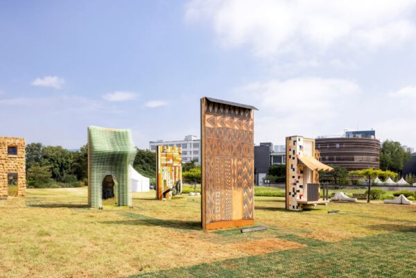 Outdoor architectural pavilion exhibits