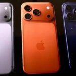 Three iphones in different colors