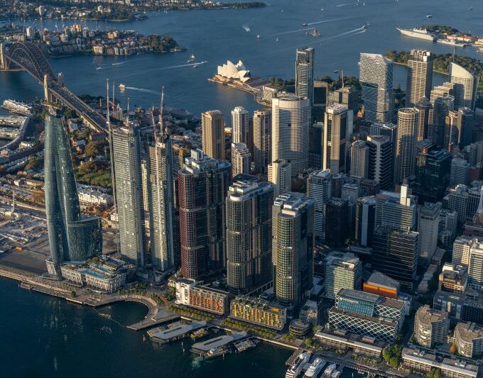Aerial view of sydney skyline