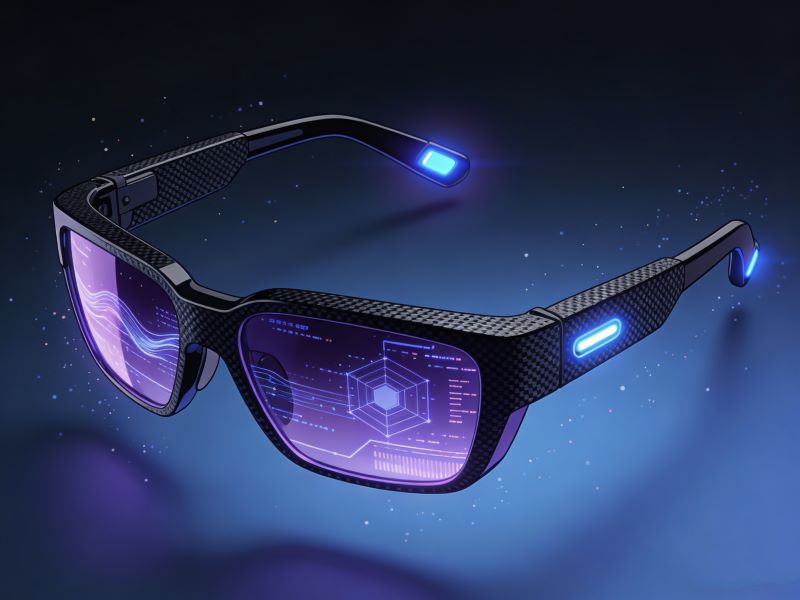Futuristic smart glasses with digital display
