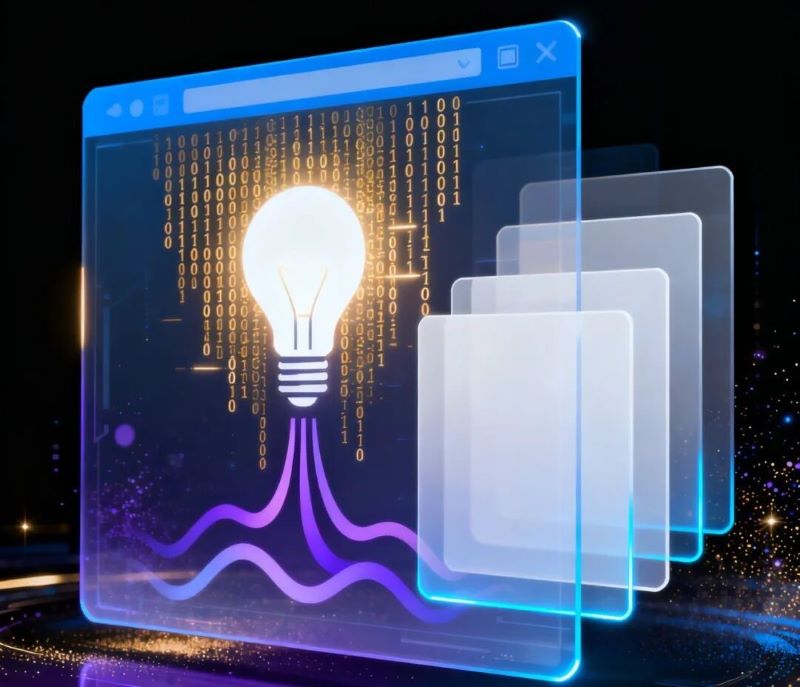 Light bulb icon with layered screens