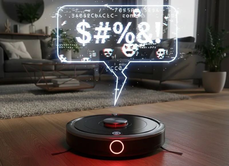 Robotic vacuum cleaner in living room