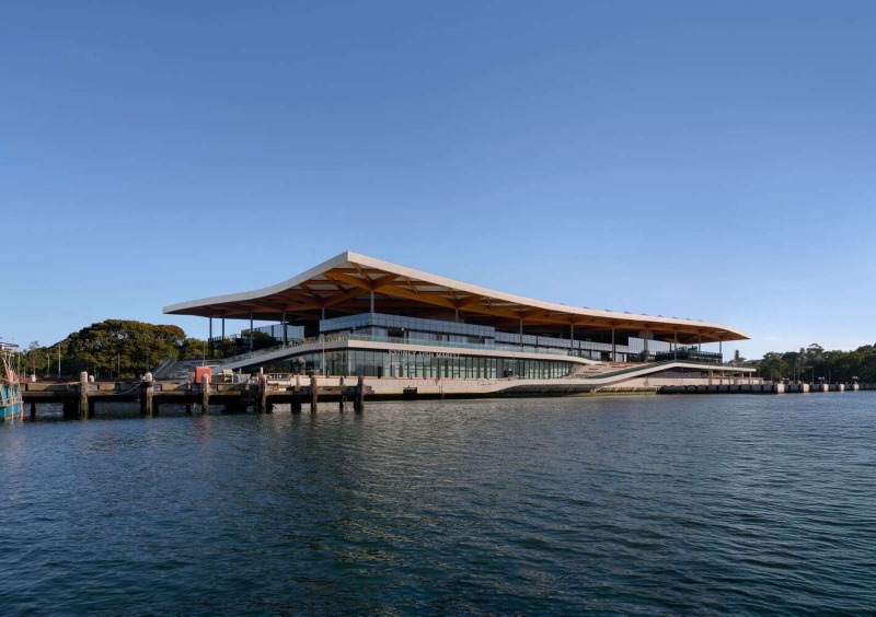 Daytime exterior of sydney fish market waterfront building